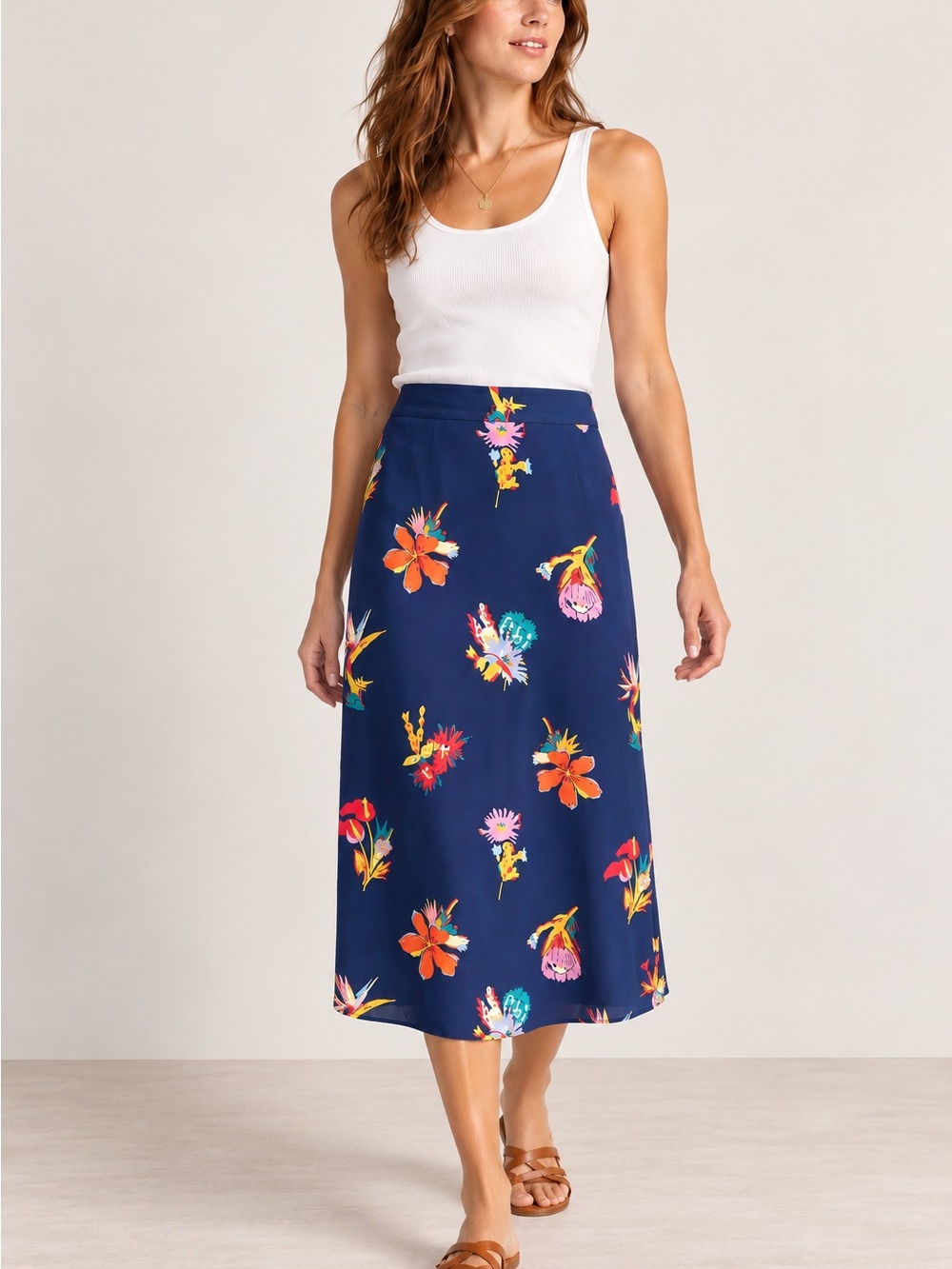 Madewell 100% Silk Atrium Midi Skirt Bird of Paradise Floral Size 0